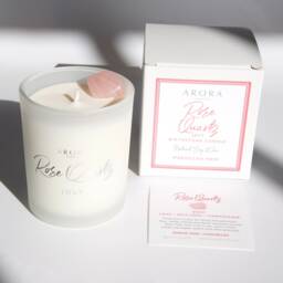 Rose Quartz July Birthstone Candle, Birthday Gift, Soy Wax Handmade Crystal Candle - thumbnail 3