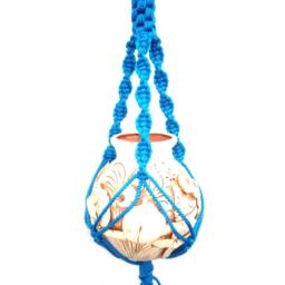 Mini Macrame Plant Hanger Blue Holder 10 Inches 3 Mm Wall Hanging Hanging Planter Indoor Or Outdoor Decor Flower Pot - thumbnail 4