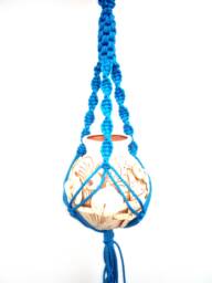 Mini Macrame Plant Hanger Blue Holder 10 Inches 3 Mm Wall Hanging Hanging Planter Indoor Or Outdoor Decor Flower Pot - thumbnail 1