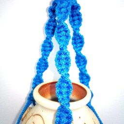 Mini Macrame Plant Hanger Blue Holder 10 Inches 3 Mm Wall Hanging Hanging Planter Indoor Or Outdoor Decor Flower Pot - thumbnail 2