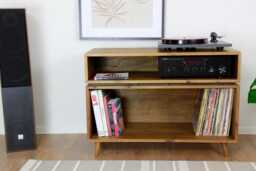 Handmade Solid Wood Record Player Stand Vinyl Storage, Hifi Rack - 10cm Legs