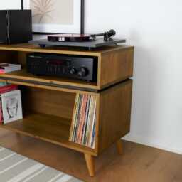 Handmade Solid Wood Record Player Stand Vinyl Storage, Hifi Rack - 10cm Legs - thumbnail 3