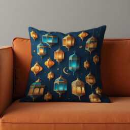 Ramadan Lantern Cushion Cover, Islamic Decorative Pillow Case, Eid Mubarak Home Decor - thumbnail 3