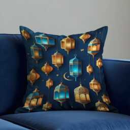 Ramadan Lantern Cushion Cover, Islamic Decorative Pillow Case, Eid Mubarak Home Decor - thumbnail 1