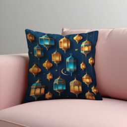 Ramadan Lantern Cushion Cover, Islamic Decorative Pillow Case, Eid Mubarak Home Decor - thumbnail 4