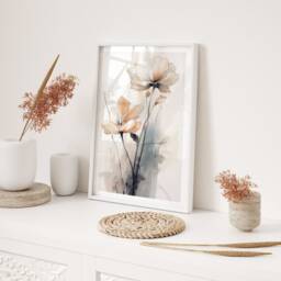 Watercolour Floral Art With Delicate Pastel Blooms Botanical Print Modern Minimal Home Decor Gift For Living Room Bedroom - thumbnail 2