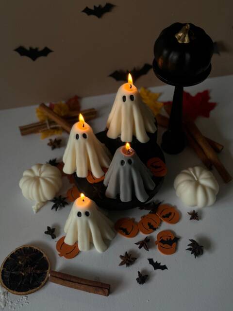 Handmade Spooky Ghost Candle Halloween Soy Wax Decor - image 1