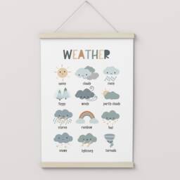 Weather Chart, Unframed Print, Classroom Decor, Educational Montessori Playroom Prints, Scandi Kids Art - thumbnail 3