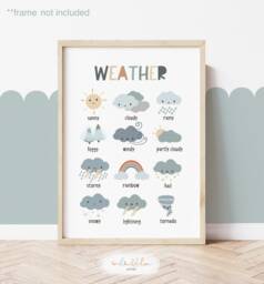 Weather Chart, Unframed Print, Classroom Decor, Educational Montessori Playroom Prints, Scandi Kids Art - thumbnail 1