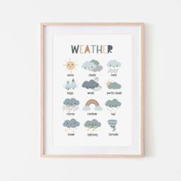 Weather Chart, Unframed Print, Classroom Decor, Educational Montessori Playroom Prints, Scandi Kids Art - thumbnail 2