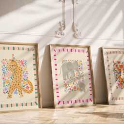 Leopard Nursery Art Print Colorful Jungle Animal Illustration - thumbnail 3
