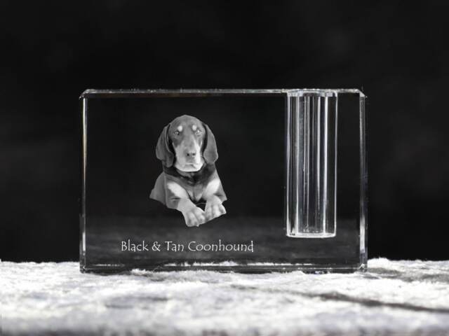 Black & Tan Coonhound , Crystal Pen Holder With Dog, Souvenir, Decoration, Limited Edition, Collection - image 1
