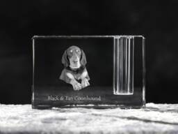 Black & Tan Coonhound , Crystal Pen Holder With Dog, Souvenir, Decoration, Limited Edition, Collection - thumbnail 1