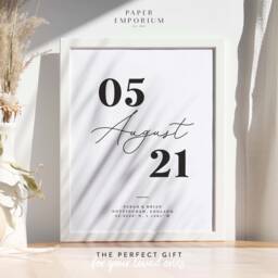 Special Date Wedding Memory Print - Personalised Milestone Wall Art Print, Valentines Gift Anniversary, D??cor #108 - thumbnail 1