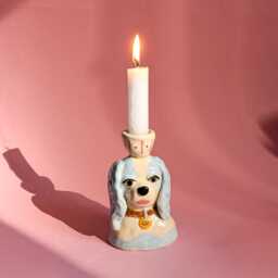 Candle Holder Dog Light Blue Candle Cavalier King Charles Spaniel, Beagle, Cocker Spaniel Blue Sculpture - thumbnail 2