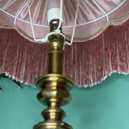 Handmade Pale Pink Silk Fringe Lampshade, Art Deco Style, 12 Inch - thumbnail 4