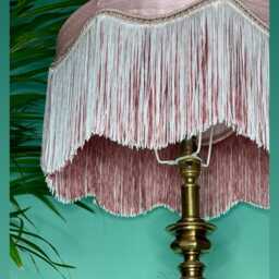 Handmade Pale Pink Silk Fringe Lampshade, Art Deco Style, 12 Inch - thumbnail 2