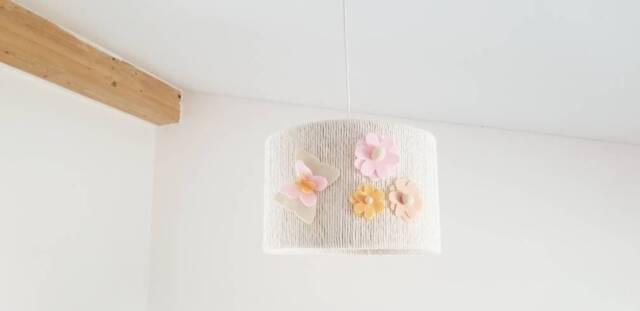 Floral Macrame Lampshade Bohemian Butterfly Felt Flower Nursery Lighting - image 1