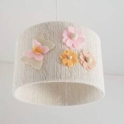 Floral Macrame Lampshade Bohemian Butterfly Felt Flower Nursery Lighting - thumbnail 2