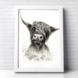 Highland Cow Print, Cow Art, Painting, Scottish Cow, Picture, Hairy - thumbnail 2