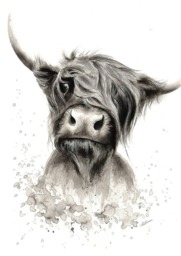 Highland Cow Print, Cow Art, Painting, Scottish Cow, Picture, Hairy - thumbnail 1