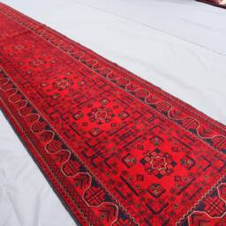 Long 16 Ft Runner Rug, Turkmen Bukhara Red Afghan Rug, Khal Mohammadi Handmade Wool Runner, Hallway Entryway 3x16 - thumbnail 3