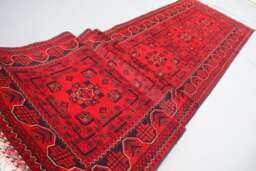 Long 16 Ft Runner Rug, Turkmen Bukhara Red Afghan Rug, Khal Mohammadi Handmade Wool Runner, Hallway Entryway 3x16 - thumbnail 1