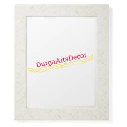White Bone Inlay Geometric Designer Mirror Frame With Complimentary - thumbnail 3