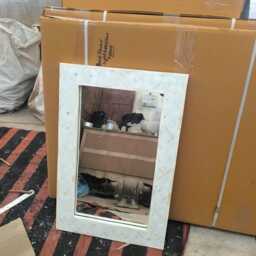 White Bone Inlay Geometric Designer Mirror Frame With Complimentary - thumbnail 4