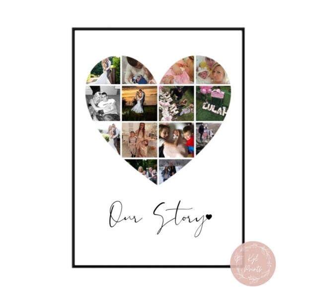 Our Story Personalised Photo Heart Print Gift Wall Decor