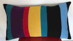 striped Knit Front Repurposed Cushion Cover 12 X 21 - Multicolor