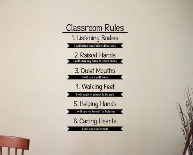 Classroom Rules Wall Decal Education Study Learning Inspirational Quote Vinyl Sticker Motivational School Interior Decorations Art Decor 5Qz - image 1