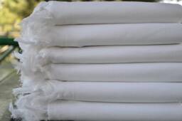 "Turkish White Towel, Paintable Peshtemal, 32""x69" - thumbnail 1