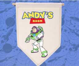 Personalised Toy Story Kids Bedroom Flag/Pennant - Custom Nursery Decor