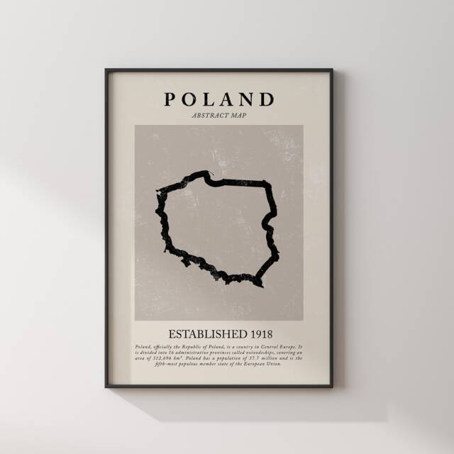 Poland Map Vintage Abstract Wall Art Print Picasso + Matisse Inspired Travel Poster - image 1