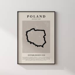 Poland Map Vintage Abstract Wall Art Print Picasso + Matisse Inspired Travel Poster - thumbnail 1