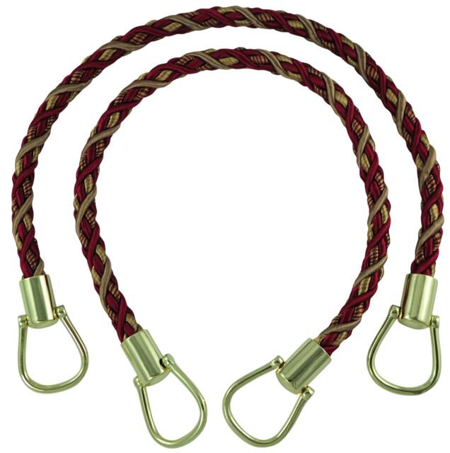Pair Of Elegant Burgundy Taupe Curtain & Drapery Rope Tiebacks, 18 Inch Long, Approx. 1/2 Thick, Brtbm Color Cranberry Harvest - 8612 - image 1