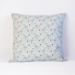 Flamingo Pillow Cover, Gray & Teal Cushion Bird Nursery Decor, Cute Throw - thumbnail 1