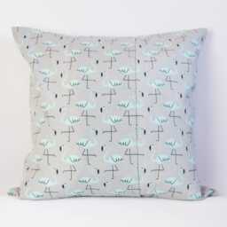 Flamingo Pillow Cover, Gray & Teal Cushion Bird Nursery Decor, Cute Throw - thumbnail 3