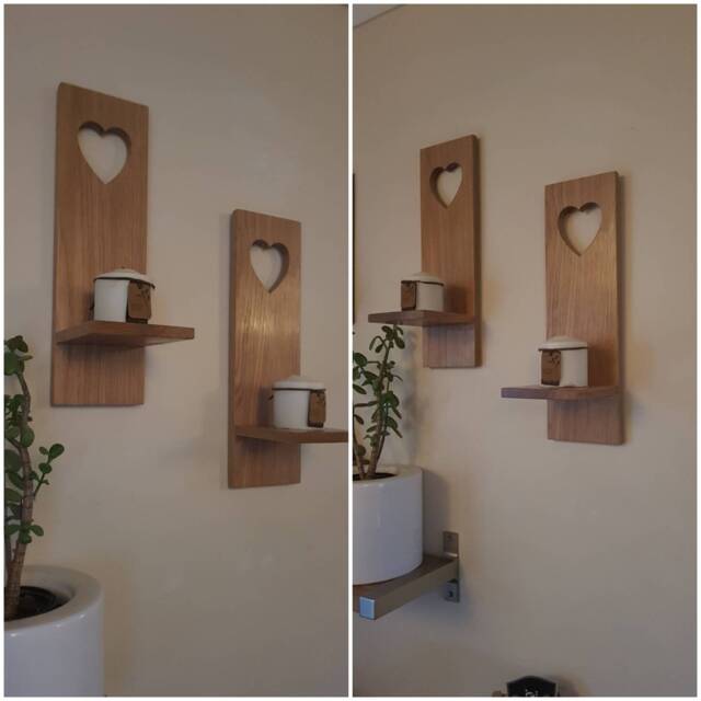 Larger Size Pair Of Wooden Candle Sconces .solid Oak Handmade .candles Etc Not Included - image 1