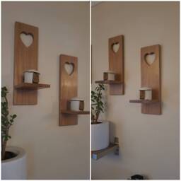 Larger Size Pair Of Wooden Candle Sconces .solid Oak Handmade .candles Etc Not Included - thumbnail 1