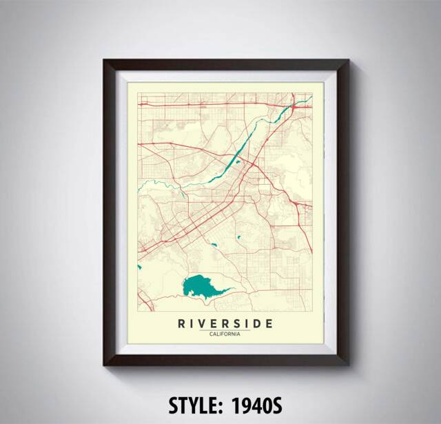 Riverside Ca Map Art Print Vintage Style Travel Poster - image 1