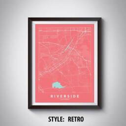 Riverside Ca Map Art Print Vintage Style Travel Poster - thumbnail 4