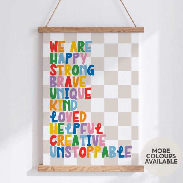 Children's Positive Affirmations Print -- Playroom Print, Girls Nursery Boys Classroom Unframed - image 1