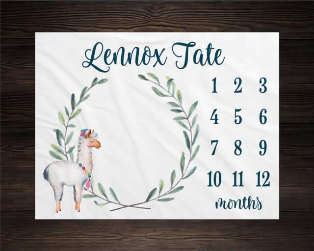 Llama Alpaca Milestone Blanket Personalized Monthly Growth Tracker Custom Baby Shower Gift For New Mom Newborn Boho Nursery - image 1