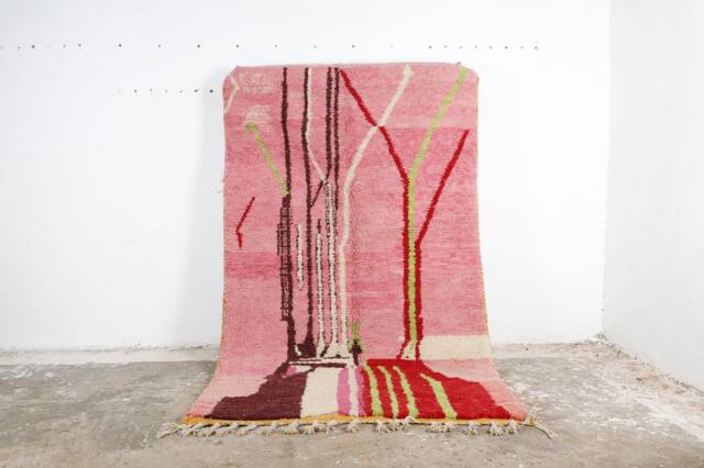 Handmade Pink Boujad Rug Authentic Moroccan Wool Carpet - image 1