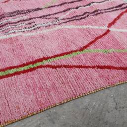 Handmade Pink Boujad Rug Authentic Moroccan Wool Carpet - thumbnail 4