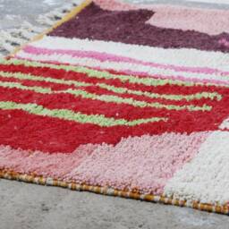 Handmade Pink Boujad Rug Authentic Moroccan Wool Carpet - thumbnail 3