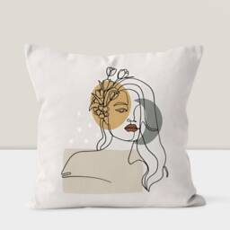 Abstract One Line Draw Pillow Cover, Mid Century Modern Cushion, Artistic Living Room Decor, Minimalist Home Accessory - thumbnail 3