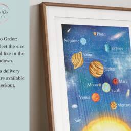 Watercolor Solar System Print Space Nursery Decor, Educational Wall Art - thumbnail 3